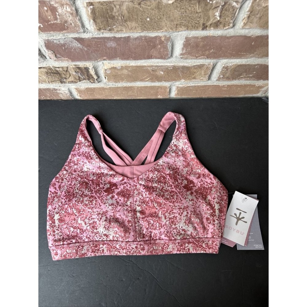 Soybu Sports Impact Bra L Large Distressed camo dusty Rose NWT Padded Stretch